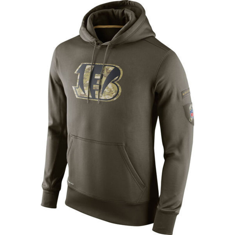 NFL apparel - NFL Gear Cincinnati Bengals Football Hoodie Army Green,long sleeve drawstring hooded baseball sweatshirt with front pockets