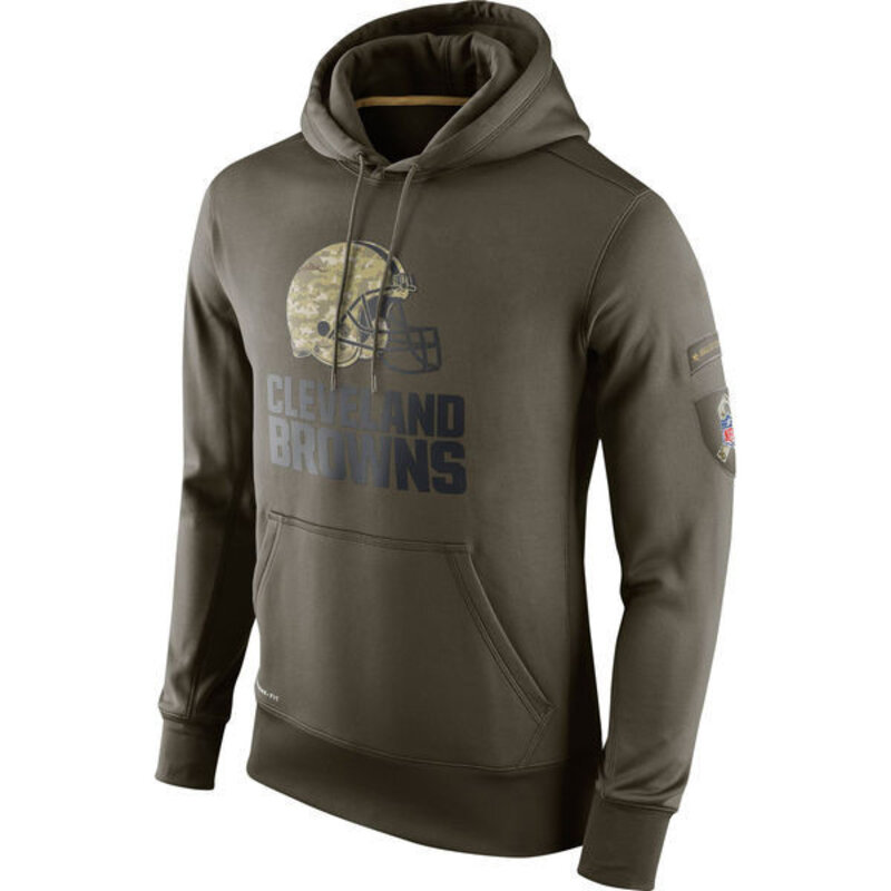 NFL apparel - NFL Gear Cleveland Browns Football Hoodie Army Green,long sleeve drawstring hooded baseball sweatshirt with front pockets