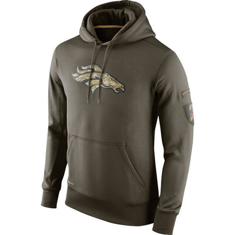 NFL apparel - NFL Gear Denver Broncos Football Hoodie Army Green,long sleeve drawstring hooded baseball sweatshirt with front pockets
