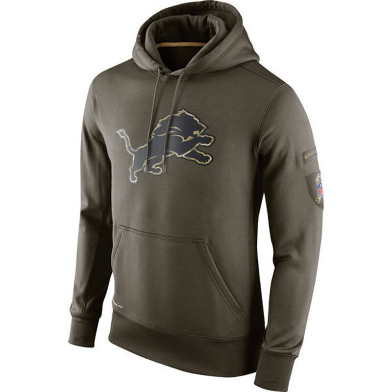NFL apparel - NFL Gear Detroit Lions Football Hoodie Army Green,long sleeve drawstring hooded baseball sweatshirt with front pockets