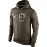NFL apparel - NFL Gear Los Angeles Rams Football Hoodie Army Green,long sleeve drawstring hooded baseball sweatshirt with front pockets