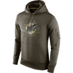 NFL apparel - NFL Gear Miami Dolphins Football Hoodie Army Green,long sleeve drawstring hooded baseball sweatshirt with front pockets