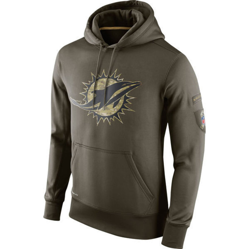 NFL apparel - NFL Gear Miami Dolphins Football Hoodie Army Green,long sleeve drawstring hooded baseball sweatshirt with front pockets