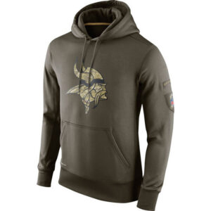 NFL apparel - NFL Gear Minnesota Vikings Football Hoodie Army Green,long sleeve drawstring hooded baseball sweatshirt with front pockets