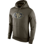 NFL apparel - NFL Gear San Francisco 49ers Football Hoodie Army Green,long sleeve drawstring hooded baseball sweatshirt with front pockets