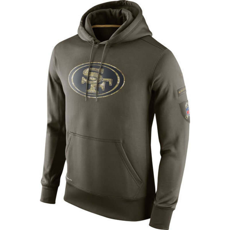 NFL apparel - NFL Gear San Francisco 49ers Football Hoodie Army Green,long sleeve drawstring hooded baseball sweatshirt with front pockets
