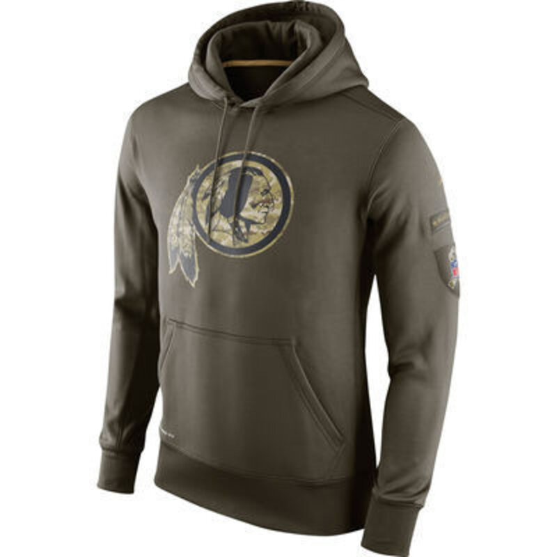 NFL apparel - NFL Gear Washington Redskins Football Hoodie Army Green,long sleeve drawstring hooded baseball sweatshirt with front pockets