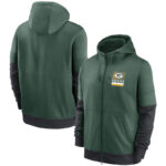 NFL Official Licensed NFL Green Bay Packers Full Zip UP Hoodie Green - america National Football League football Gear Apparel