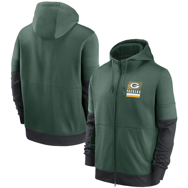 NFL Official Licensed NFL Green Bay Packers Full Zip UP Hoodie Green - america National Football League football Gear Apparel