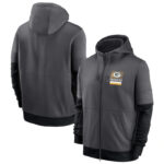 NFL Official Licensed NFL Green Bay Packers Full Zip UP Hoodie Grey - america National Football League football Gear Apparel