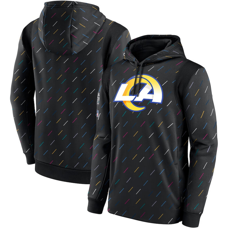 NFL Team apparel - NFL Hoodie Los Angeles Rams Football Wear Black,long sleeve drawstring hooded Football wear with front pockets
