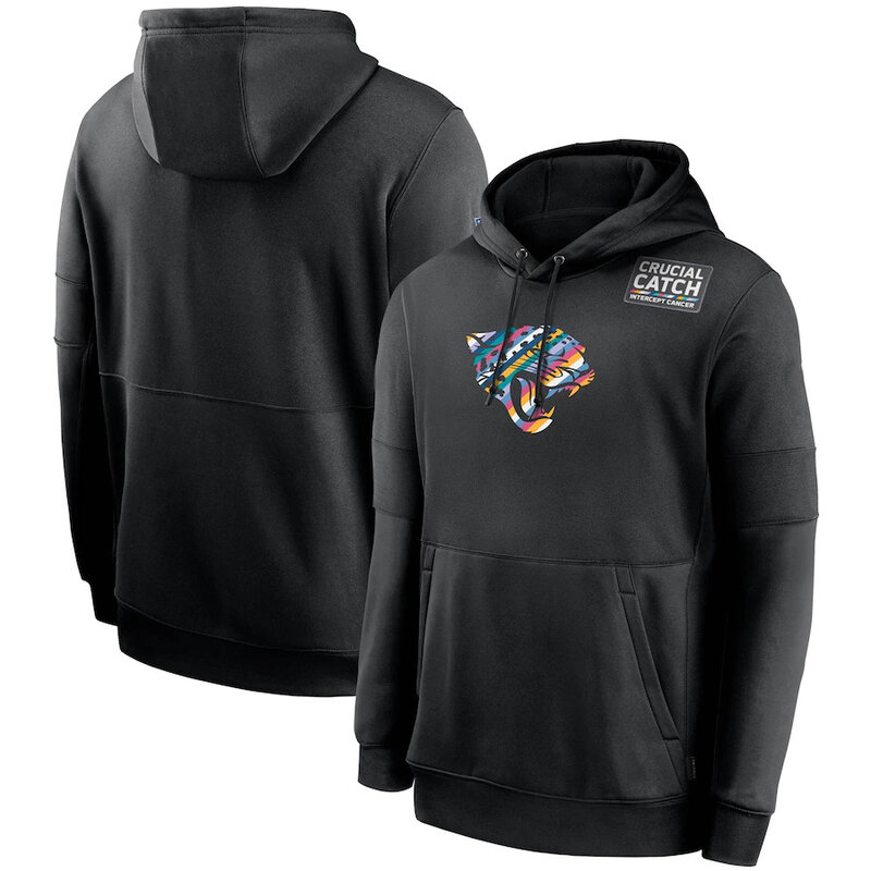 NFL apparel - NFL Jacksonville Jaguars Crucial Catch Football Hoodie Black,long sleeve drawstring hooded baseball sweatshirt with front pockets