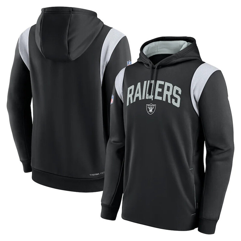 NFL Team apparel - NFL Jersey Hoodie Las Vegas Raiders Football Wear Black,long sleeve drawstring hooded Football wear with front pockets