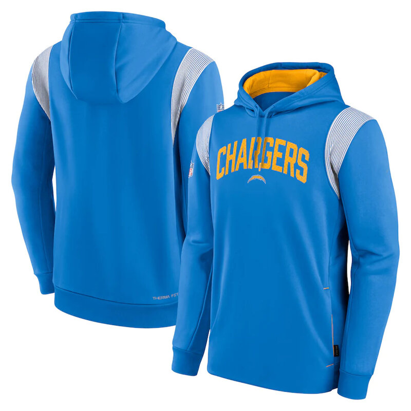 NFL Team apparel - NFL Jersey Hoodie Los Angeles Chargers Football Wear Blue,long sleeve drawstring hooded Football wear with front pockets