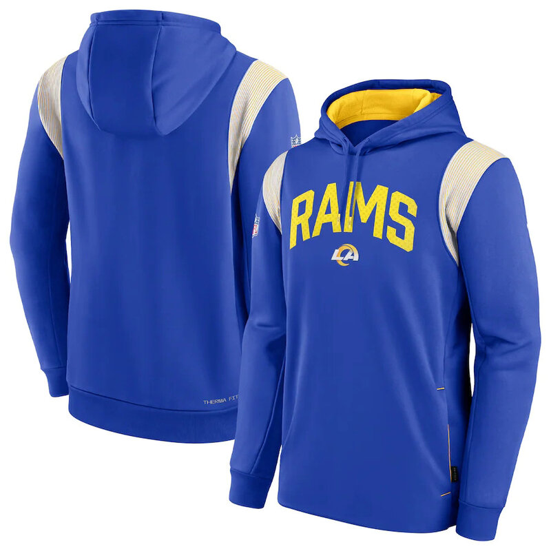 NFL Team apparel - NFL Jersey Hoodie Los Angeles Rams Football Wear Blue,long sleeve drawstring hooded Football wear with front pockets
