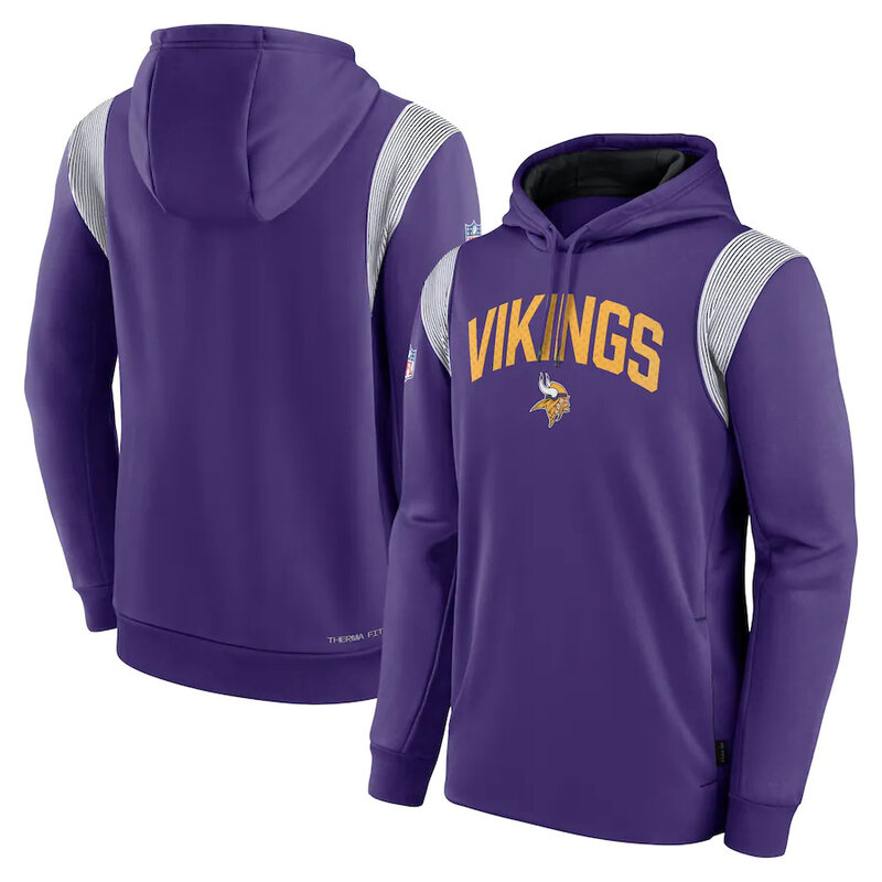 NFL Team apparel - NFL Jersey Hoodie Minnesota Vikings Football Wear Purple,long sleeve drawstring hooded Football wear with front pockets