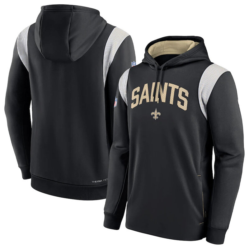 NFL Team apparel - NFL Jersey Hoodie New Orleans Saints Football Wear Black,long sleeve drawstring hooded Football wear with front pockets