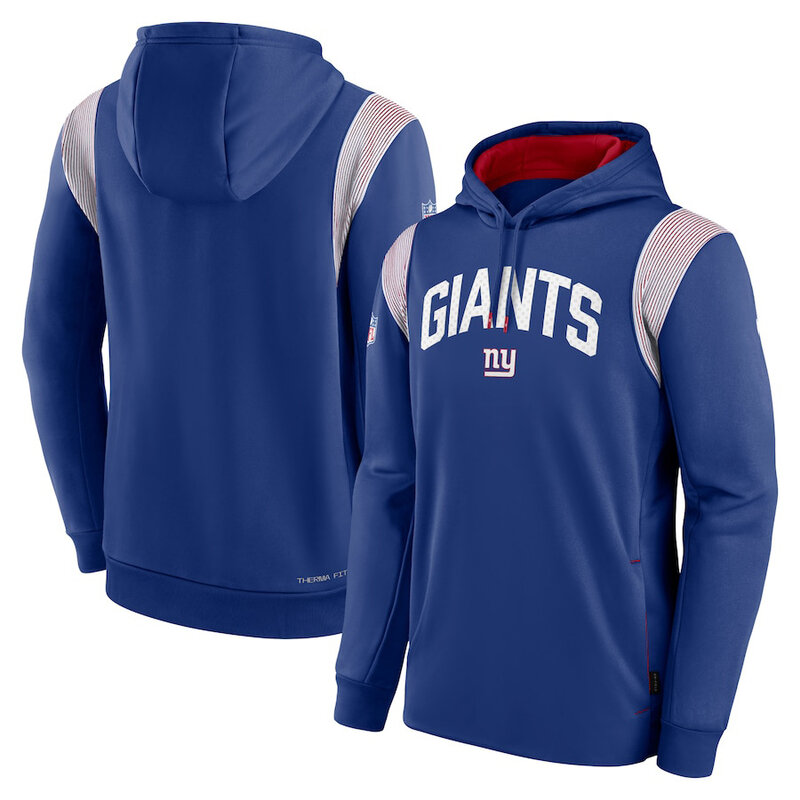NFL Team apparel - NFL Jersey Hoodie New York Giants Football Wear Blue,long sleeve drawstring hooded Football wear with front pockets