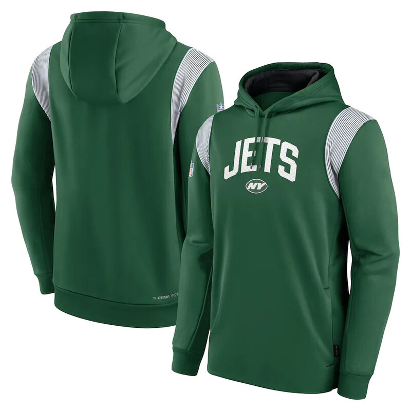 NFL Team apparel - NFL Jersey Hoodie New York Jets Football Wear Green,long sleeve drawstring hooded Football wear with front pockets