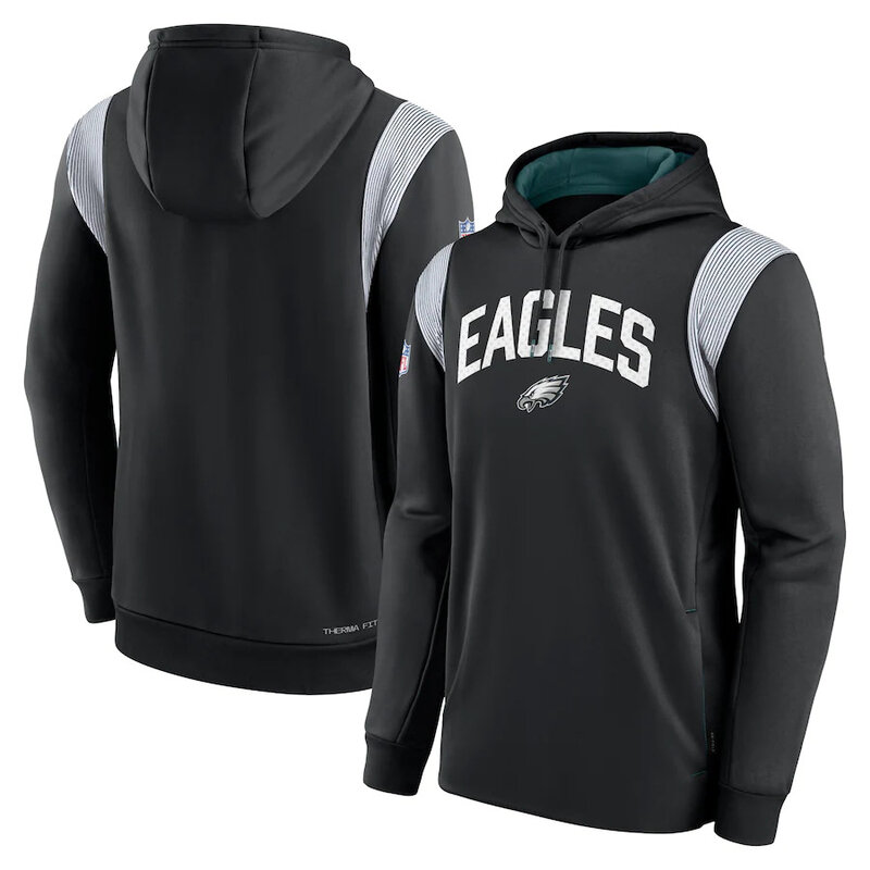 NFL Team apparel - NFL Jersey Hoodie Philadelphia Eagles Football Wear Black,long sleeve drawstring hooded Football wear with front pockets