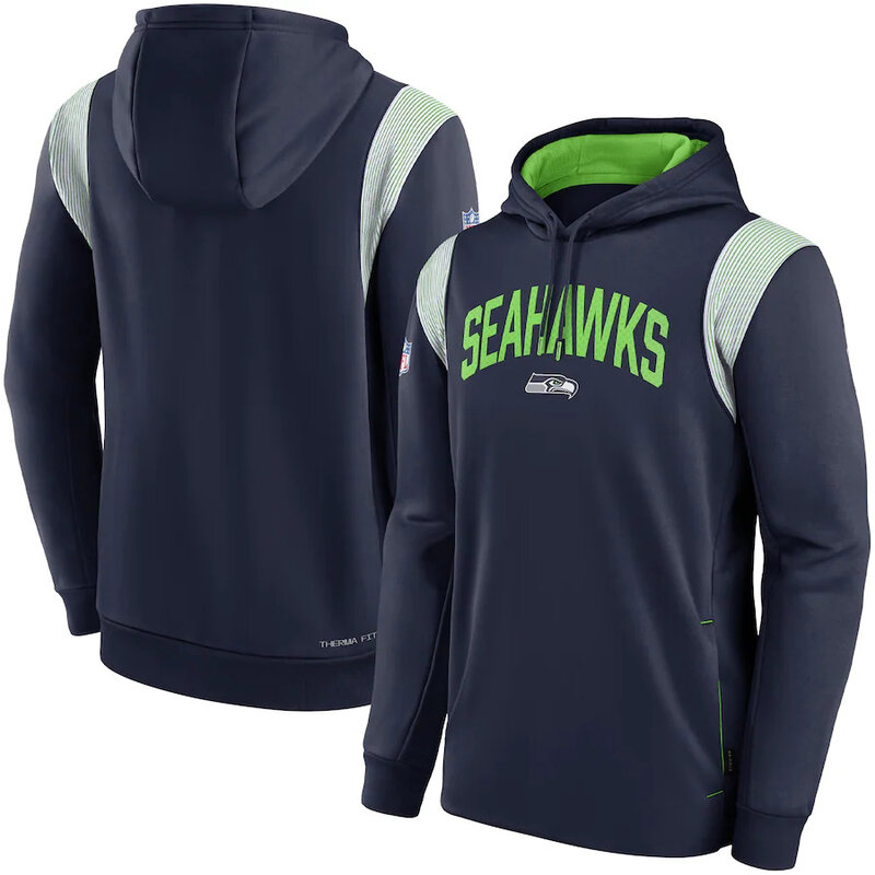 NFL Team apparel - NFL Jersey Hoodie Seattle Seahawks Football Wear Blue,long sleeve drawstring hooded Football wear with front pockets