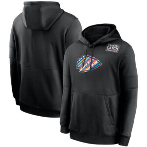 NFL apparel - NFL Kansas City Chiefs Crucial Catch Football Hoodie Black,long sleeve drawstring hooded baseball sweatshirt with front pockets