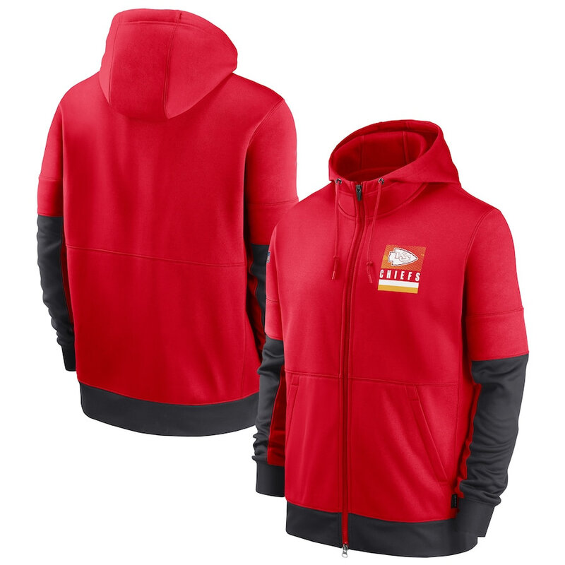 NFL Official Licensed NFL Kansas City Chiefs Full Zip UP Hoodie Red - america National Football League football Gear Apparel