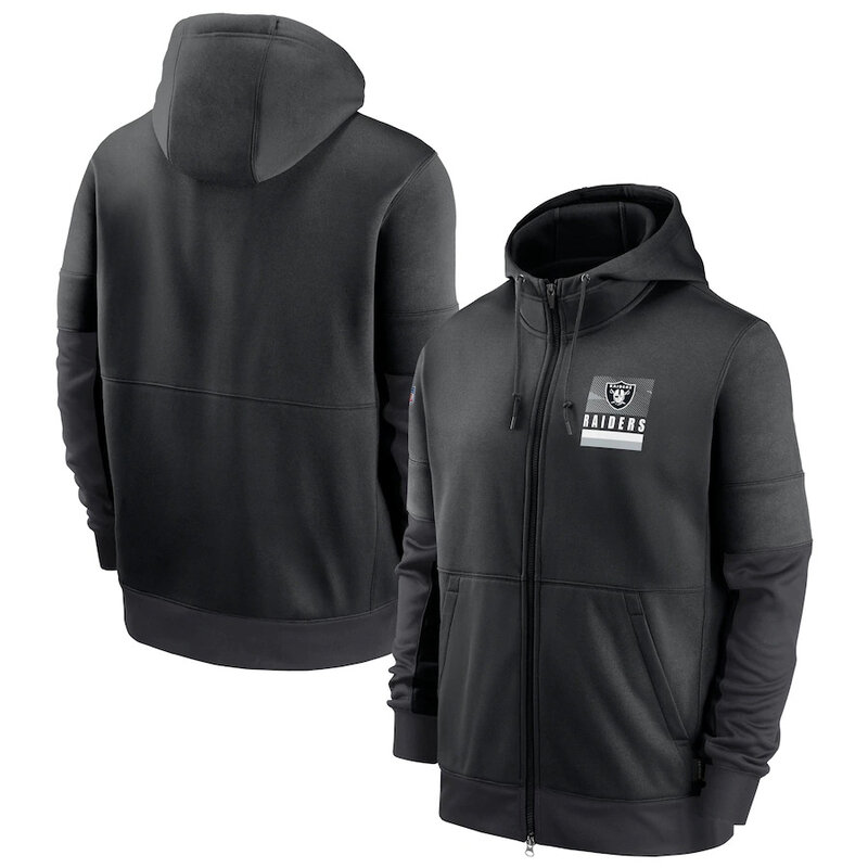NFL Official Licensed NFL Las Vegas Raiders Full Zip UP Hoodie Black - america National Football League football Gear Apparel
