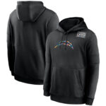 NFL apparel - NFL Los Angeles Chargers Crucial Catch Hoodie Black,long sleeve drawstring hooded baseball sweatshirt with front pockets