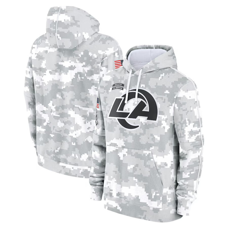 NFL Official licensed merchandise Los Angeles Rams drawstring pullover Hoodie Camo Grey
