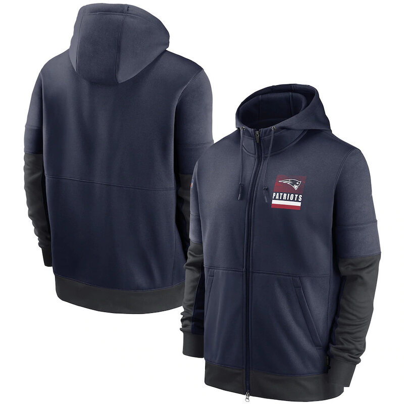 NFL Official Licensed NFL New England Patriots Full Zip UP Hoodie Blue - america National Football League football Gear Apparel