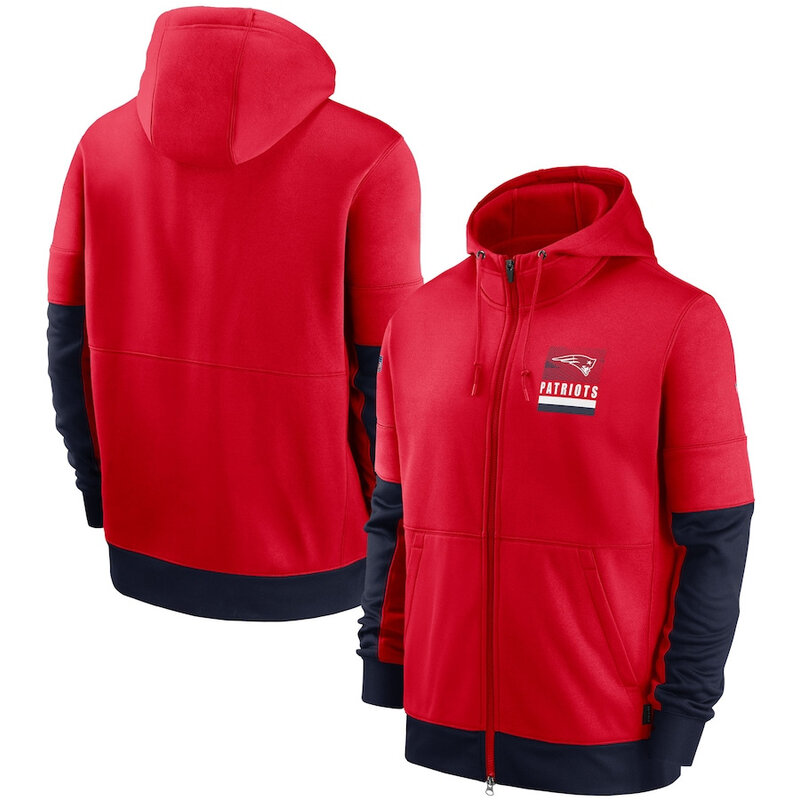 NFL Official Licensed NFL New England Patriots Full Zip UP Hoodie Red - america National Football League football Gear Apparel