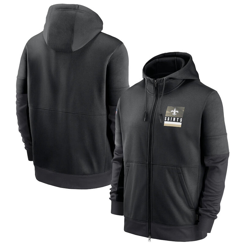 NFL Official Licensed NFL New Orleans Saints Full Zip UP Hoodie Black - america National Football League football Gear Apparel