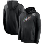 NFL apparel - NFL Philadelphia Eagles Crucial Catch Football Hoodie Black,long sleeve drawstring hooded baseball sweatshirt with front pockets