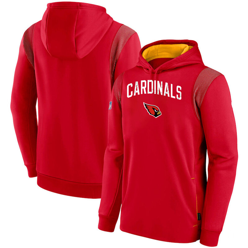 NFL Team apparel - NFL Pullover Hoodie Arizona Cardinals Football Wear Red,long sleeve drawstring hooded Football wear with front pockets