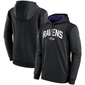 NFL Team apparel - NFL Pullover Hoodie Baltimore Ravens Football Wear Black,long sleeve drawstring hooded Football wear with front pockets