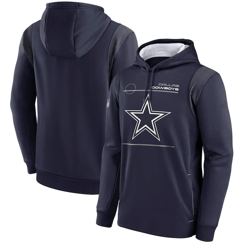 NFL Team apparel - NFL Pullover Hoodie Dallas Cowboys Football Wear Blue,long sleeve drawstring hooded Football wear with front pockets