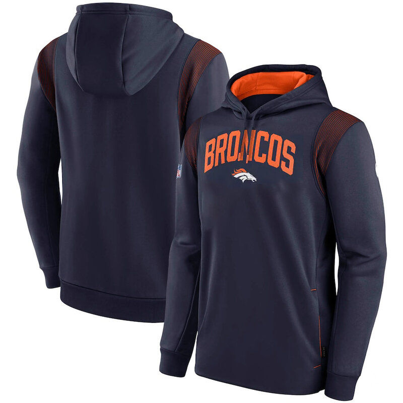 NFL Team apparel - NFL Pullover Hoodie Denver Broncos Football Wear Blue,long sleeve drawstring hooded Football wear with front pockets