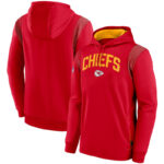 NFL Team apparel - NFL Pullover Hoodie Kansas City Chiefs Football Wear Red,long sleeve drawstring hooded Football wear with front pockets