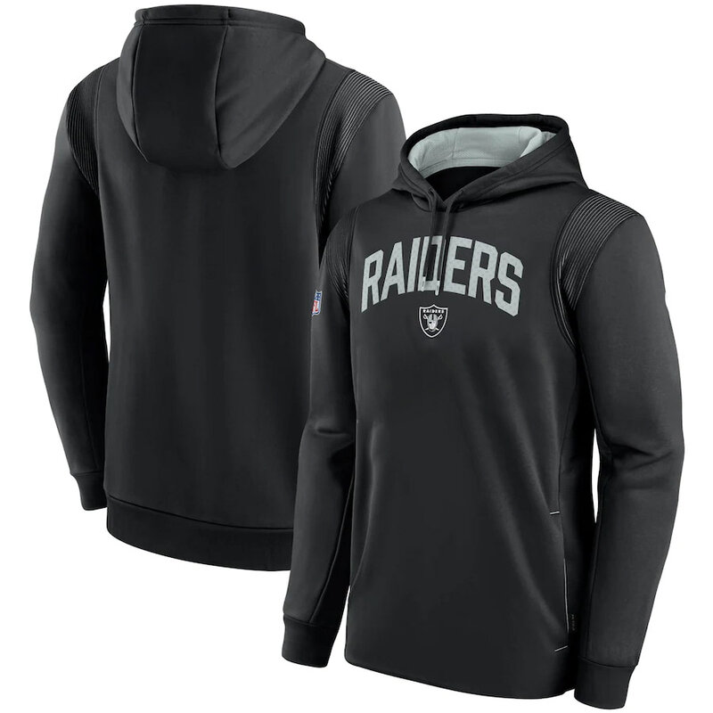 NFL Team apparel - NFL Pullover Hoodie Las Vegas Raiders Football Wear Black,long sleeve drawstring hooded Football wear with front pockets