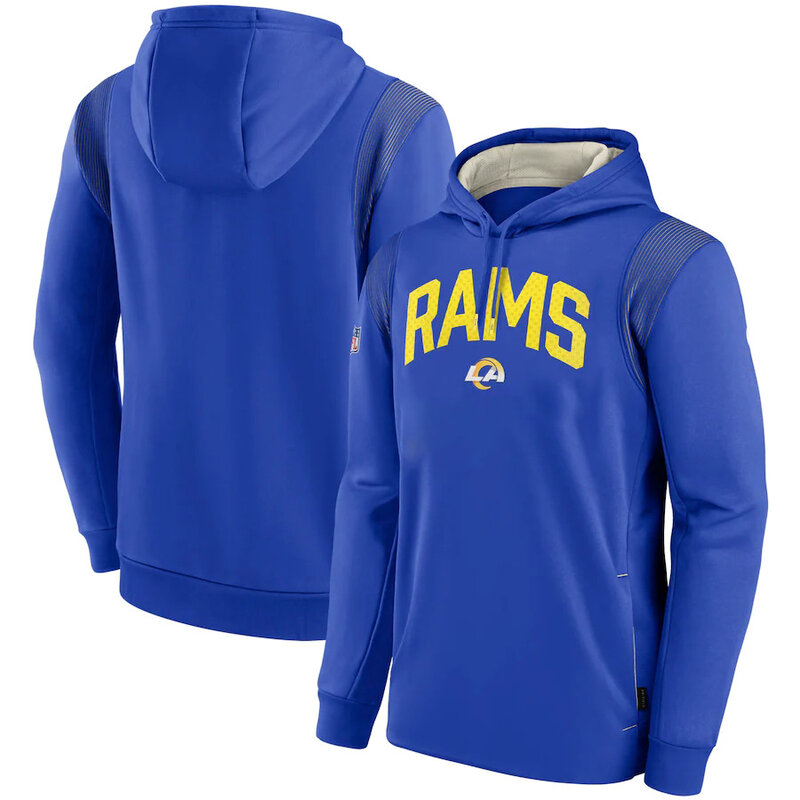 NFL Team apparel - NFL Pullover Hoodie Los Angeles Rams Football Wear Blue,long sleeve drawstring hooded Football wear with front pockets