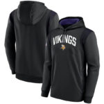 NFL Team apparel - NFL Pullover Hoodie Minnesota Vikings Football Wear Black,long sleeve drawstring hooded Football wear with front pockets