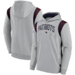 NFL Team apparel - NFL Pullover Hoodie New England Patriots Football Wear Grey,long sleeve drawstring hooded Football wear with front pockets