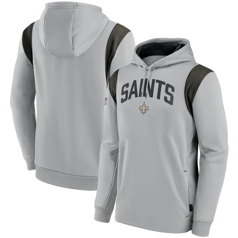 NFL Team apparel - NFL Pullover Hoodie New York Giants Football Wear Grey,long sleeve drawstring hooded Football wear with front pockets