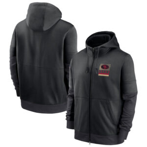 NFL Official Licensed NFL San Francisco 49ers Full Zip UP Hoodie Black - america National Football League football Gear Apparel
