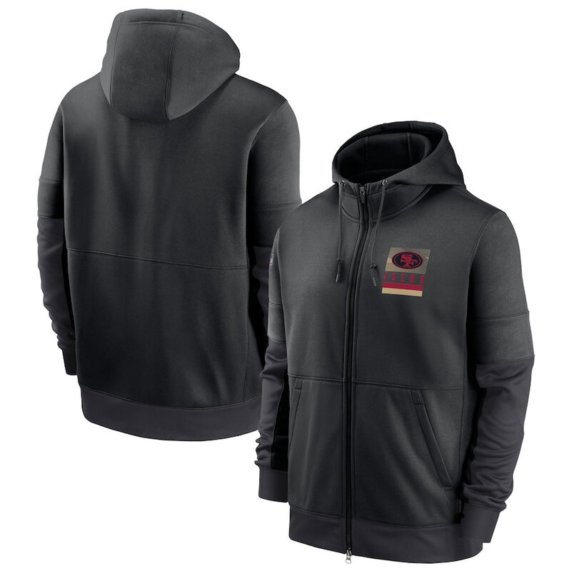 NFL Official Licensed NFL San Francisco 49ers Full Zip UP Hoodie Black - america National Football League football Gear Apparel