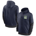 NFL Official Licensed NFL Seattle Seahawks Full Zip UP Hoodie Blue - america National Football League football Gear Apparel