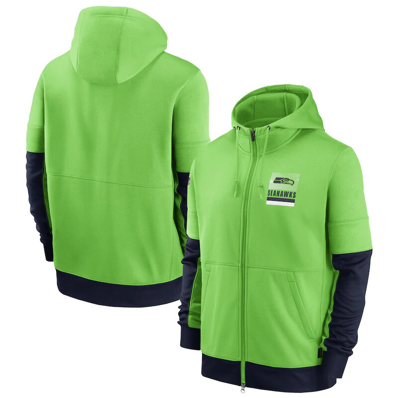 NFL Official Licensed NFL Seattle Seahawks Full Zip UP Hoodie Green - america National Football League football Gear Apparel