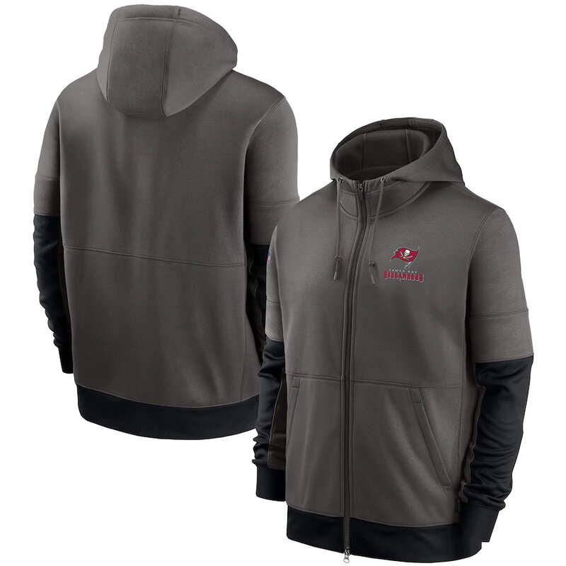 NFL Official Licensed NFL Tampa Bay Buccaneers Full Zip UP Hoodie Grey - america National Football League football Gear Apparel