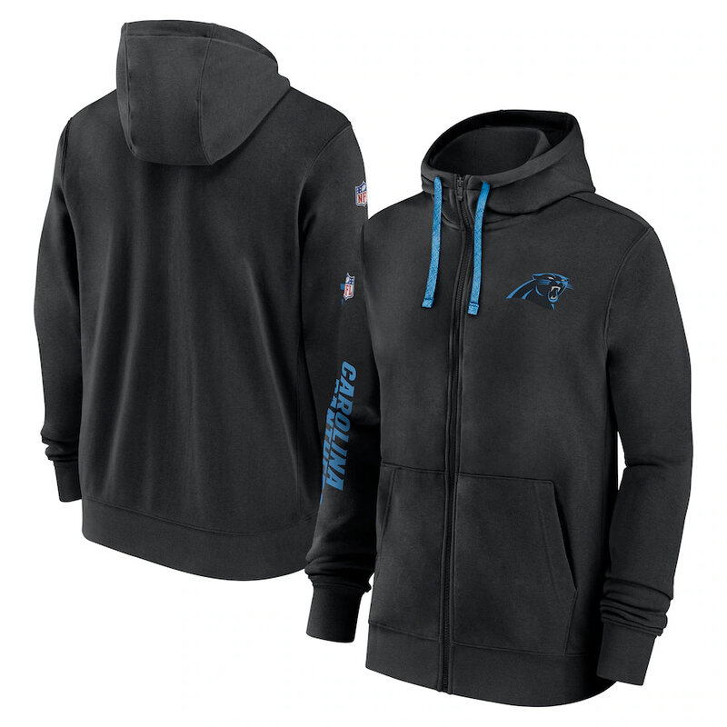 National Football League (NFL) Carolina Panthers full zip up hoodie with drawstring hooded for NFL die-heart fans